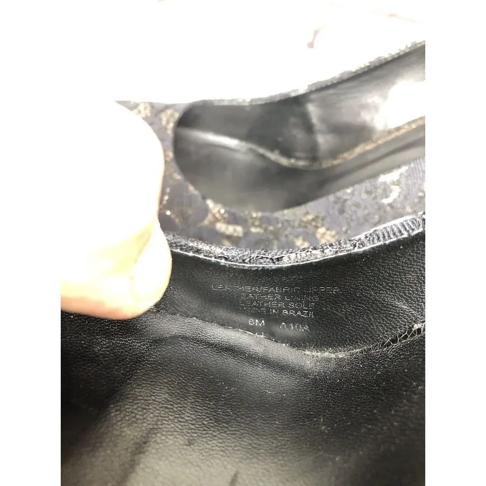 Tory Burch Black Leather Floral Fabric Platform Stiletto High Heels Women Sz 8M - Picture 8 of 16